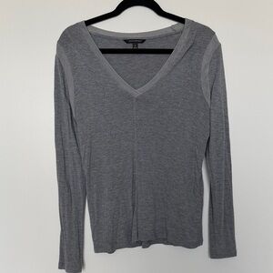 Banana Republic Charcoal Long Sleeve V-Neck Top